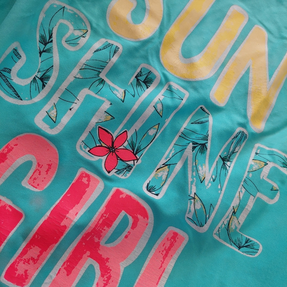 Joe Boxer Girls Aqua Sun Shine Guard Swimming Suit Bathing Suit Top M